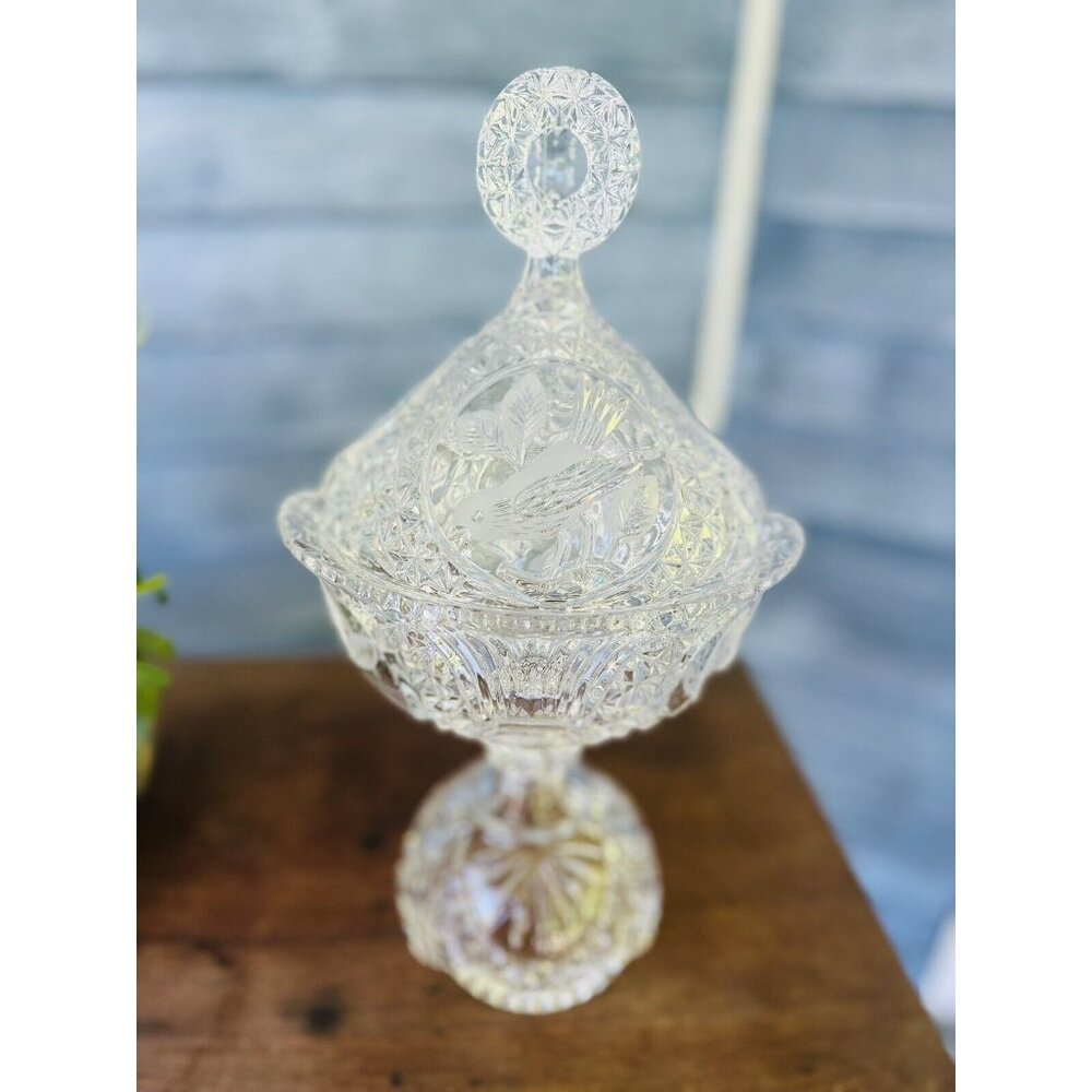 Hofbauer The Byrdes Collection Lead Crystal Large Candy Jar & Lid